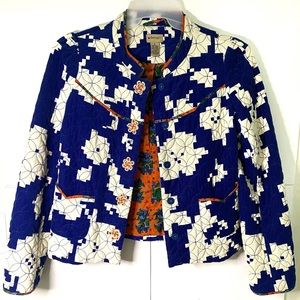 Elevenses Anthropologie SZ 8 Blue Jacket Quilted